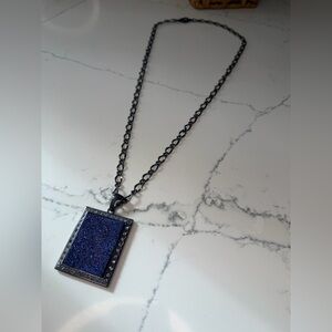 Purple sparkle Pendant Necklace with Black Chain